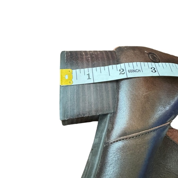 BORN Women's Cognac Brown Aneto Stacked Heel Square Toe Bootie Size 9 - Picture 9 of 10